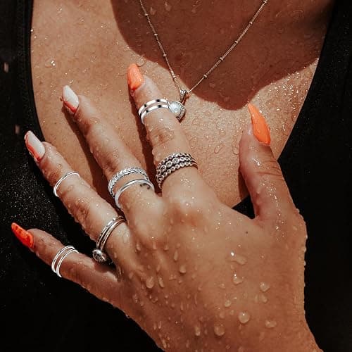 PINCHUAN 17PCS Silver Knuckle Rings for Women Stainless Steel Rings Set Midi Stackable Rings Simple Smooth Finger Rings Silver Adjustable Rings Jewelry Gift thumbnail 4