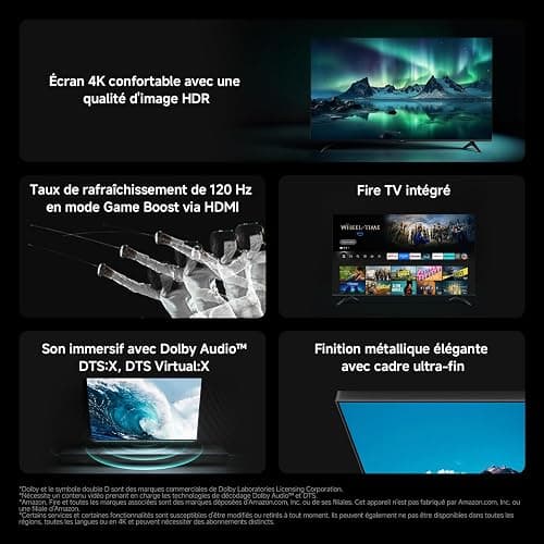 XIAOMI TV F 65, 165 cm (65 Pouces), 4K UHD, Smart TV, Fire TV, Contrôle Vocal Alexa, HDR10, MEMC, Mode Game Boost 120Hz, 2Go+32Go, Compatible avec AirPlay thumbnail 2