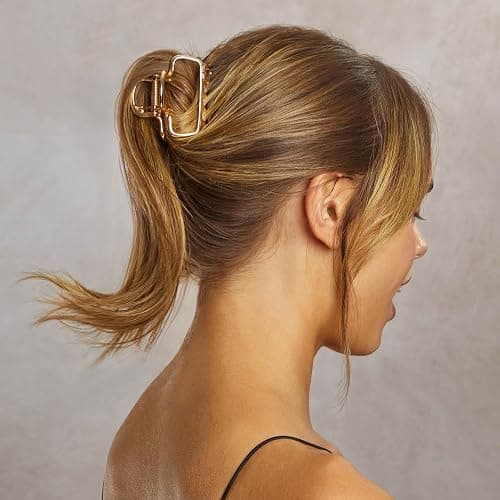 Kitsch Open Shape Metal Hair Clips for Women - Durable & Elegant Metal Claw Clips | Strong Hold for Updo and Half Up Styles | Ideal Gifts for Women - Gold, 1pc thumbnail 5