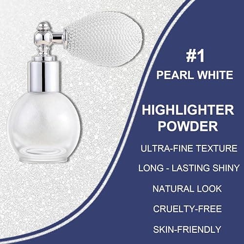 Pearl White Highlighter Spray for Face and Body, Rich Color Loose Shimmer Powder Long Lasting Sparkly Spray High Gloss Makeup for Women Rave Festival Prom Stage Wedding Party, #1 thumbnail 3