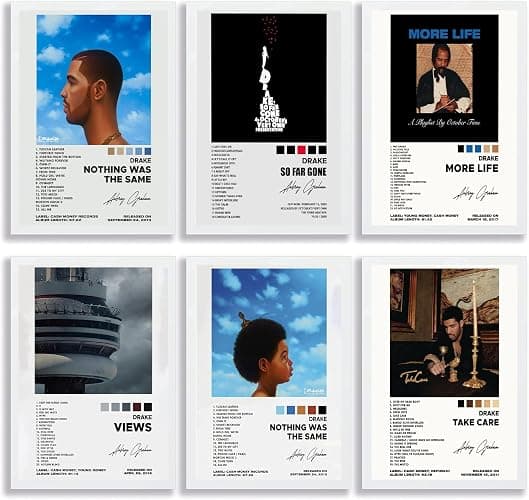 FAXIULANS Drake Poster A Set of 6 Canvas Posters Canvas Print Wall Art Signed Limited Posters Album Cover Poster Family Decorative Painting Wall Art Canvas Posters Hanging Poster Gifts - Image 1