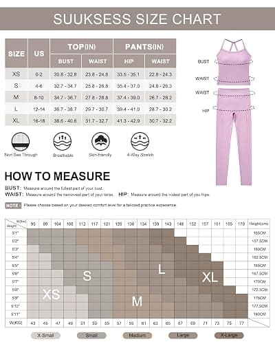 SUUKSESS Women 2 Piece Workout Sets Compression Tummy Control Leggings with Pockets Halter Built in Bra Tank Tops thumbnail 6