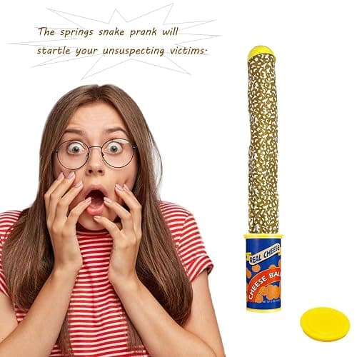 SnaFununy Prank Potato Chip Can Snake Pranks Jump Spring Toy Prankster Stuff Gifts for Adults, Gags Practical Joke Toys for Halloween Party Decoration Fun Toys,April Fools' Day pranks，Blue 1 Pcs（Cute） thumbnail 6
