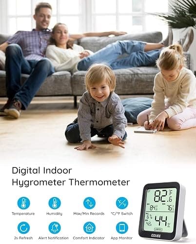 Govee Indoor Hygrometer Thermometer H5075 with Bluetooth App Control | Room Temperature Humidity Meter, 164ft Remote Monitor, Smart Alerts, 2 Years Data Storage Export, for Bedroom Wine Cellar thumbnail 3