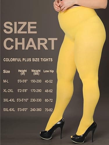 HONENNA Queen Plus Size Tights Semi Opaque Control Top High Waist Stockings Nylons Pantyhose for Women 1X 2X 3X 4X 5X 6X thumbnail 6