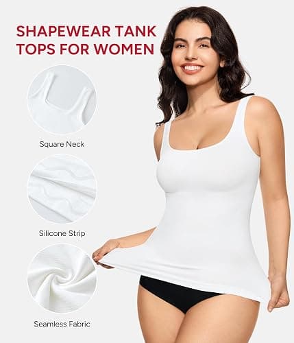 Nebility Shapewear Tank Top for Women Tummy Control Shaping Camisole Tops Slimming Seamless Compression Vest with Wide Straps thumbnail 2