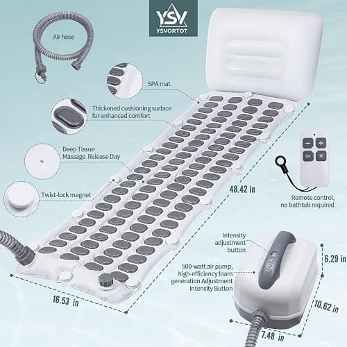 YSVORTOT Upgraded 2.0 Bathtub Spa,Bubble Bath Mat-Portable Bathtub Spa Mat - Electric Bubble Massage Mat with Remote Control, Simplicity of Operator,Help You Relax Both Physically and Mentally thumbnail 6
