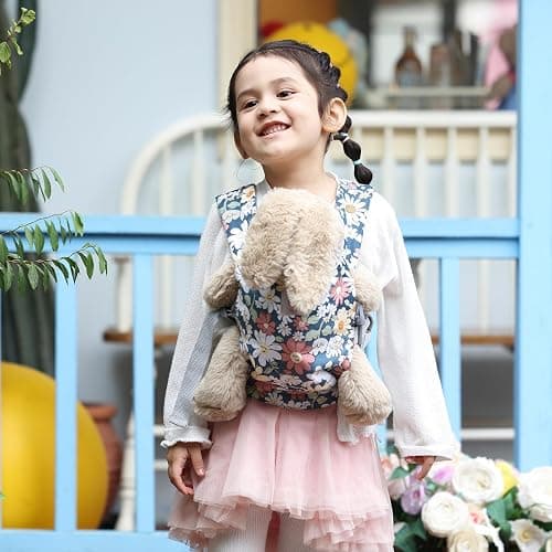 GAGAKU Baby Doll Carrier - Kids Toy with Adjustable Straps for Stuffed Animal Dolls - Gray - Smiling Daisies thumbnail 2