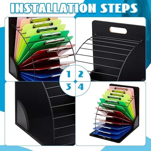 Sintuff 2 Pieces Black Clipboard Holder Wood Metal Clipboard Stand Storage Rack for Teacher Student Home Office (Assembly Required) thumbnail 5