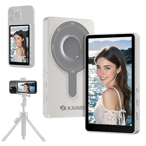XJUGEZ Phone Vlog Selfie Monitor Screen, Magnetic Selfie Screen for iPhone Android, Back Camera Selfie Monitor Screen Wireless,No Delay Mini Vlog Selfie Screen for Live Stream & TikTok,Last for 3.5H - Image 1