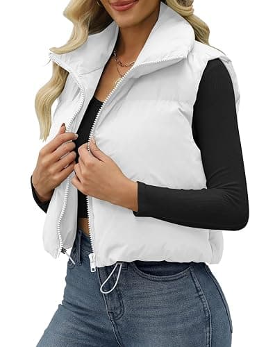 JZC Women's Crop Puffer Vest Lightweight Sleeveless Jacket 2025 Fashion Winter Outerwear Padded Gilet thumbnail 3