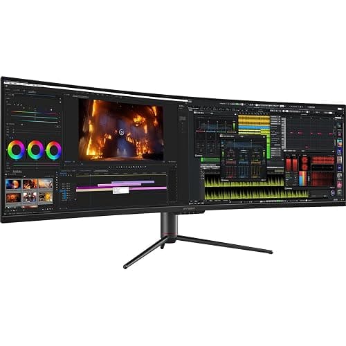 INNOCN 49" Curved Gaming Monitor 144Hz Ultrawide 32:9 WDFHD 3840 x 1080P, R1800, 99% sRGB, HDR400, USB Type C, DisplayPort, HDMI, Built-in Speakers, Height/Tilt Adjustable - 49C1G thumbnail 2