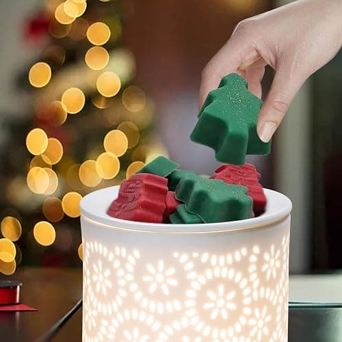 Floral Wax Melts Warmer, Ceramic Wax Warmer for Scented Waxes, Fragrance Oil WaxMelter, Electric Waxes Burner for Home Decor, Yoga, Bath, Relaxing Spa Gifts for Women thumbnail 7