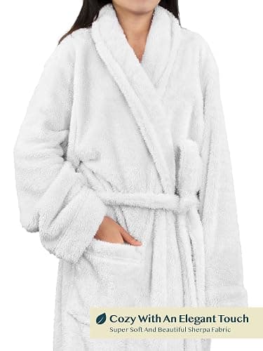 PAVILIA Premium Womens Plush Soft Robe Fluffy, Warm, Fleece Sherpa Shaggy Bathrobe thumbnail 3