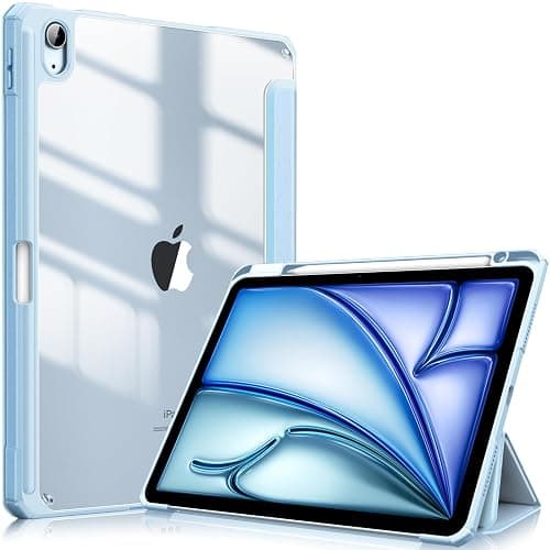 Fintie Hybrid Slim Case for iPad Air 11-inch M3 (2025) / M2 (2024), iPad Air 5th (2022) / 4th Generation (2020) 10.9 Inch - Shockproof Cover with Clear Back Shell & Pencil Holder, Sky Blue - Image 1