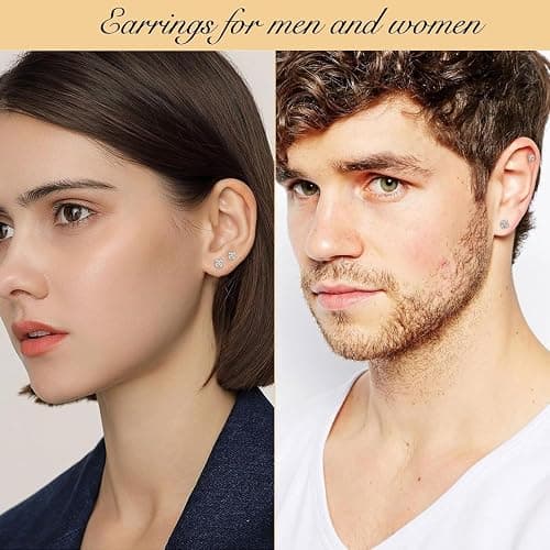 3 Pairs Tiny Cubic Zirconia Flat Back Stud Earrings, 14k Gold Plated Screw on Flat Back Earrings Hypoallergenic Flatback Cartilage Earring Jewelry Gifts for Teen Men 3-5mm (Rose Gold) thumbnail 2