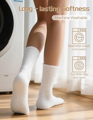 TEHOOK Warm & Cozy Gifts for Women, Stocking Stuufers, Fluffy Fuzzy Plush Sleeping Slipper Socks - Soft Warm Fabric thumbnail 6