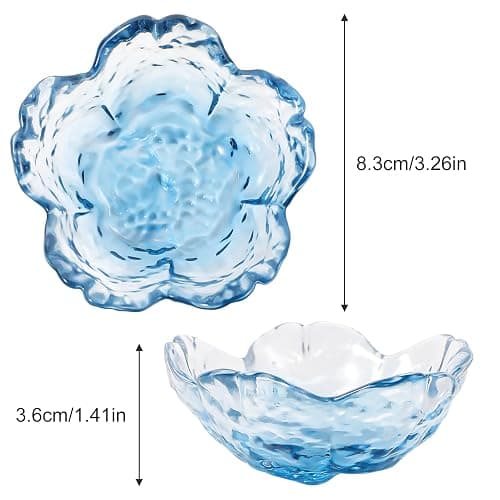 Qianyu Blue Flower Ring Dish Small Key Bowl Aesthetic Glass Trinket Tray Engagement Wedding Ring Holder Plate Room Decor Jewelry Dish Organizing Necklace Earrings for Mom Friend Sister thumbnail 3