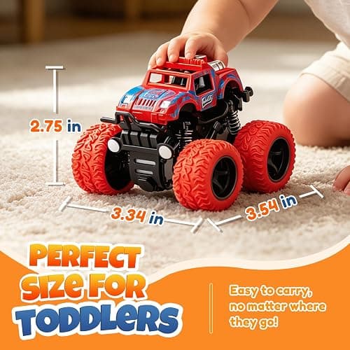 ANAOER 4 Pack Monster Trucks Toys for Boys 2 3 4 5 6 7 Year Old, Friction Powered Pull Back Car Toys for Toddlers Kids Ages 3-5 2-4 4-7, Best Birthday Christmas Party Gift for Boys and Toddlers thumbnail 2