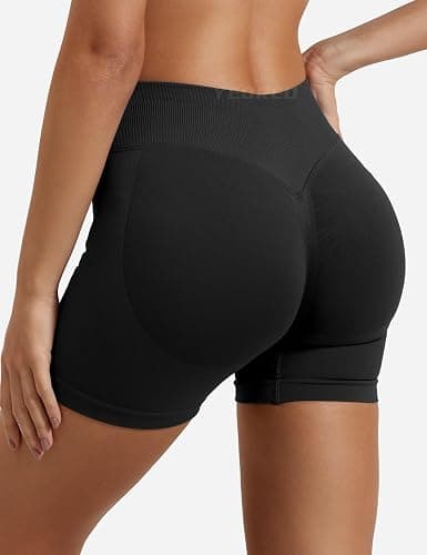 YEOREO Damen Sport Shorts Invisible Scrunch Butt Lifting Gym Workout Shorts 4.5" Seamless Kurze Leggings Damen Push Up Booty Biker Shorts thumbnail 4
