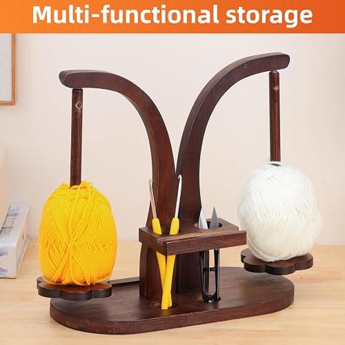 Yarn Holder for Crocheting， Magnetic Yarn Holder, Wood Rotary Yarn Spool Holder,Portable Wrist Yarn Holder, Holder Gifts for Crochet Lovers thumbnail 4
