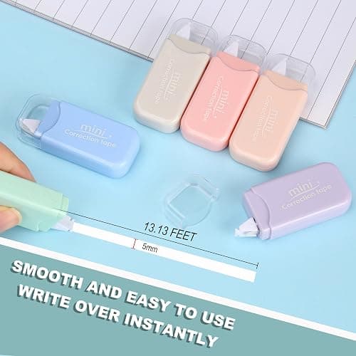 Jovanssen White Correction Tape, 6 Pack, 13.13 Feet Mini Correction Tape, Writing supplies and correction supplies for School And Office. (Milkshake) thumbnail 4