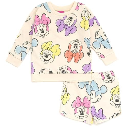 Disney Junior French Terry Sweatshirt and Shorts Outfit Set Infant to Big Kid Sizes (12 Months - 10-12) - Image 1