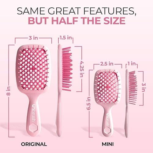 FHI Heat UNbrush Mini Detangler Brush for Pain-Free Brushing on All Wet or Dry Hair Types — Durable Duoflex Anti-Static Bristles, Lightweight Handle, Vented Mini Hair Brush thumbnail 3