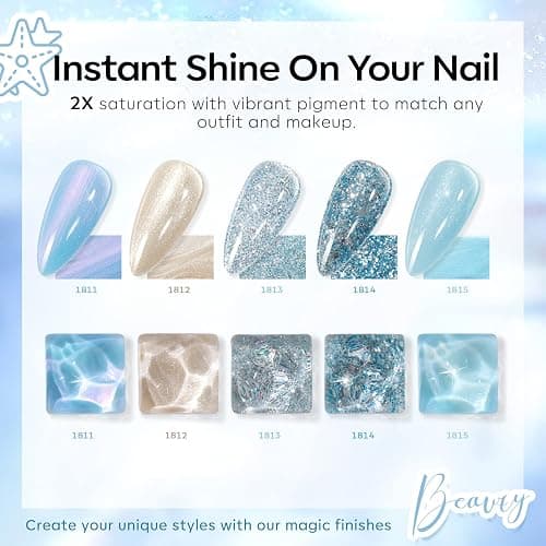 Modelones Gel Nail Polish Set,Mermaid 6 Pcs Blue Silver Glitter Gel Nail Polish Mint Green Shimmer Nail Polish Soak Off Spring Summer Baby Blue Gel Polish LED Nail Art DIY Salon Manicure Gift for Girl thumbnail 2