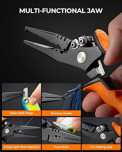 KastKing SteelStream Fishing Tool Set, Fishing Gear - Corrosion Resistant Fishing Pliers, Fillet Knife, Fishing Scissors, Fish Lip Gripper, Multi-Functional Jaw, Fishing Gifts for Men thumbnail 3