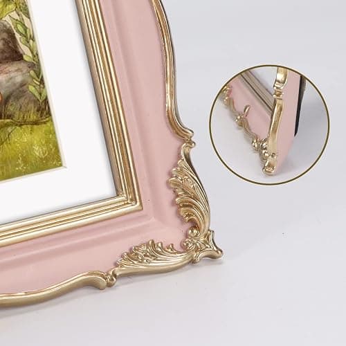 PHAREGE Vintage Picture Frame 5x7 Pink Gold, 5 by 7 Ornate Decorative Antique Frame with Mat for 4x6 Photo, Fancy Matted Frame for Desktop or Wall, Horizontal or Vertical thumbnail 7