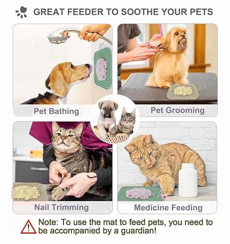 Zonopy Licking Mat for Dogs & Cats with Suction Cups, 1 Pack Square Dog Slow Feeder Lick Pat for Anxiety Relief and Boredom, Dog Toys to Keep Them Busy, Pets Grooming Training Bathing Mat thumbnail 5