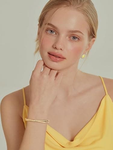 CLASSYZINT Silver/Gold Twisted Cuff Bracelet For Women Opening Chunky Cuff Bracelet Women thumbnail 3