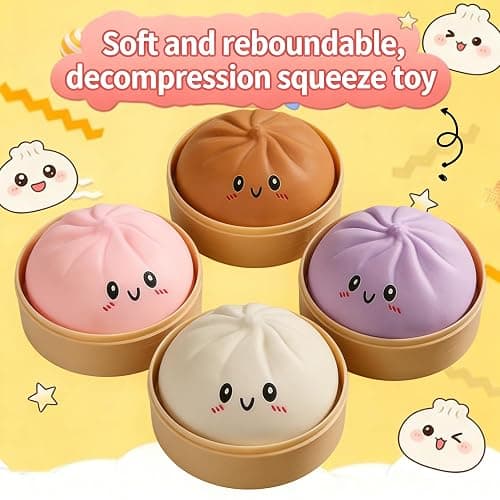 Mystery Dumpling Squishy, Extra-Large 10in Slow Rising Sensory Toy, Squeezable Decompression Dough Ball for Stress Relief, Fun Desk Fidget for Teens & Adults (Purple) thumbnail 5
