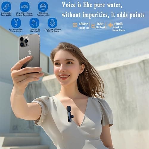 XIXIXIAXIA Micro Cravate sans Fil pour iPhone,iPad, Android,Caméra, Ordinateur, Portable, Mini Microphone avec réduction du Bruit, appairage Automatique,pour Vlogging,Enregistrement vidé, Vlog thumbnail 4