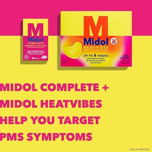 Midol Complete Menstrual Pain Relief Caplets, 40 Count - Provides Cramp, Headache, and Bloating Relief thumbnail 8