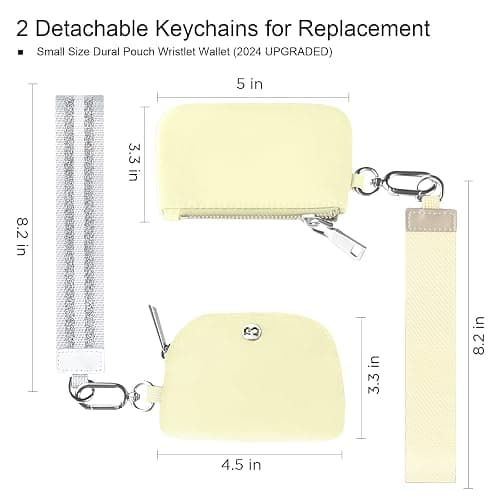 Babysun Mini Zip Around Dual Pouch Wristlet With 2 Straps Wristlet Keychain Wallet for Women Coin Purse Small Cute for Teen Girl thumbnail 2