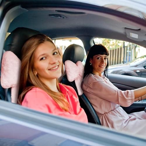 Macarrie 2 Pcs Car Neck Pillow Plush Butterfly Bow Car Headrest Pillow Comfortable Seat Neck Support Cute Car Head Rest Accessories for Driving Travel Driver Chair Girl Style Interior Decor(Pink) thumbnail 5