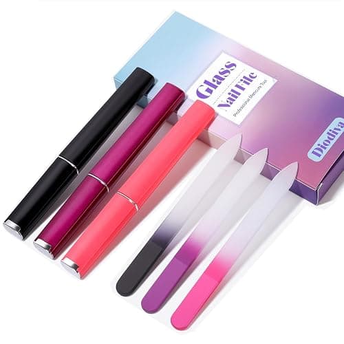Diodiva 3 Pcs Crystal Glass Nail File with Protective Case for Nature Nails | Czech Tempered Glass Fingernail Filer, Double-sided Etched Strengthen Nails, Lifetime Reusable Stocking Stuffers for Women thumbnail 6