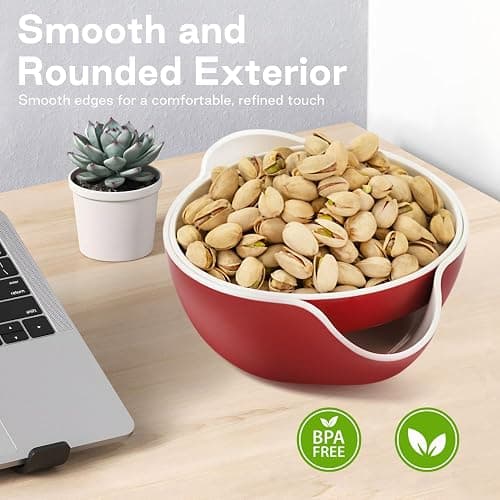 LivLab Mker Snack bowls for adults, Pistachios bowl with shell storage, Nut bowl sunflower seed spit cup, can berry serving dish, Green thumbnail 5