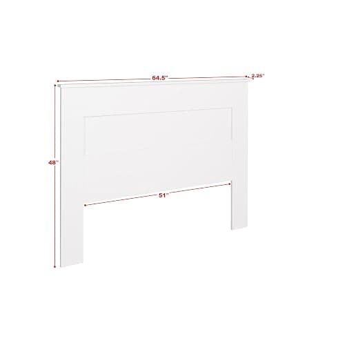 Prepac Stylish Flat Wood Panel Headboard for Queen Size Beds, Simplistic Wooden Queen Headboard 2.25" D x 64.5" W x 48" H, White, WHFQ-1301-1 thumbnail 3