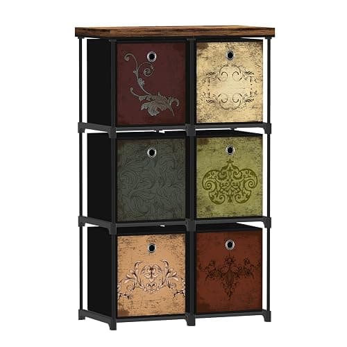 VASICAR Small Fabric Dresser with 6 Drawers, DIY Cube Organizer for Closet, Storage Drawer Unit Chest of Drawers for Bedroom, Living Room, Hallway, Dorm, Pattern - Image 1
