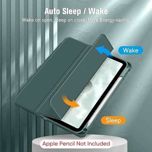 Fintie Hybrid Slim Case for iPad (A16) 11th Generation 11 Inch (2025), iPad 10th Generation 10.9 Inch (2022) - Shockproof Cover with Clear Transparent Back Shell & Pencil Holder, Midnight Green thumbnail 3