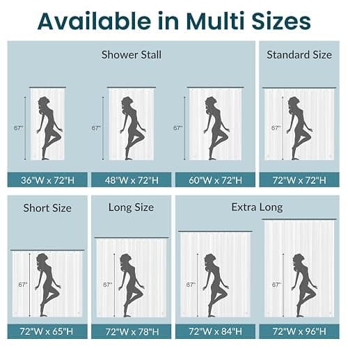 Titanker White Shower Curtain Liner 72 x 72 Plastic Shower Liner Washable Inside Shower Curtain Liner PEVA Shower Curtains for Bathroom with Magnets and Rustproof Metal Grommet Holes - White - 72"W x 72"L (Pack of 1) thumbnail 3