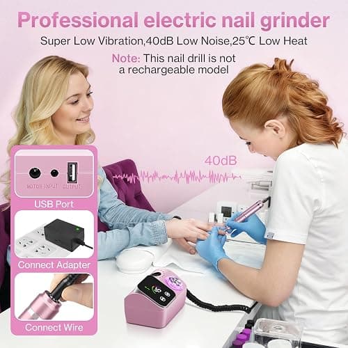 Urbuti Ponceuse pour Ongles Professionnelle 45000 RPM,12 en 1 Ponceuse Ongles Portable avec Écran LCD & Support,Lime a Ongle Electrique avec 36 bandes de ponçage,Kit Manucure Pédicure pour Salon thumbnail 5