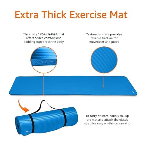 Amazon Basics Extra Thick Exercise Yoga Mat with Carrying Strap thumbnail 4