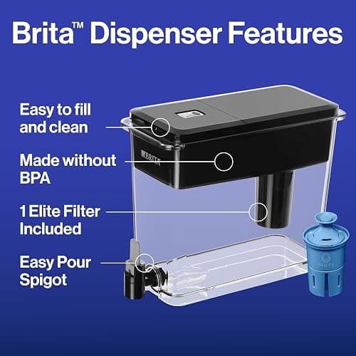 Brita Water Dispenser, UltraMax Elite Filter, Removes 99% of Lead, Includes 1 Filter, 27-Cup Capacity, Black thumbnail 8