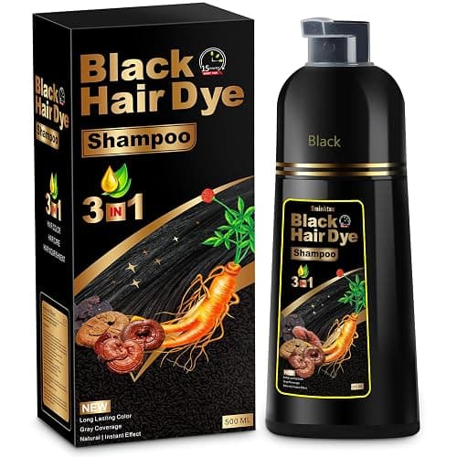 Hair Dye Shampoo 3 in 1 for Gray Hair, Herbal Ingredients Natural Shampoo Hair Dye for Women Men (Black) - Image 1