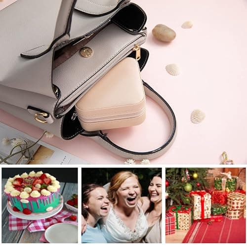 KElofoN Travel jewelry case Travel jewelry box Travel Jewelry Organizer Small box Gift for Girls Women with Mirror(Pink) thumbnail 6
