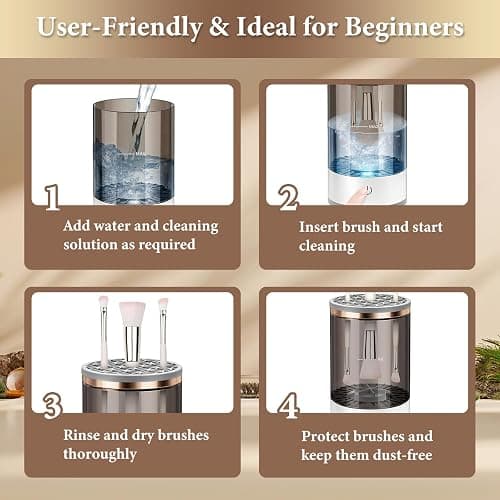 Electric Makeup Brush Cleaner - Efficient Electric Makeup Brush Cleaner Machine for Thorough Brush Cleaning, Ideal for Makeup Artists & Enthusiasts thumbnail 6